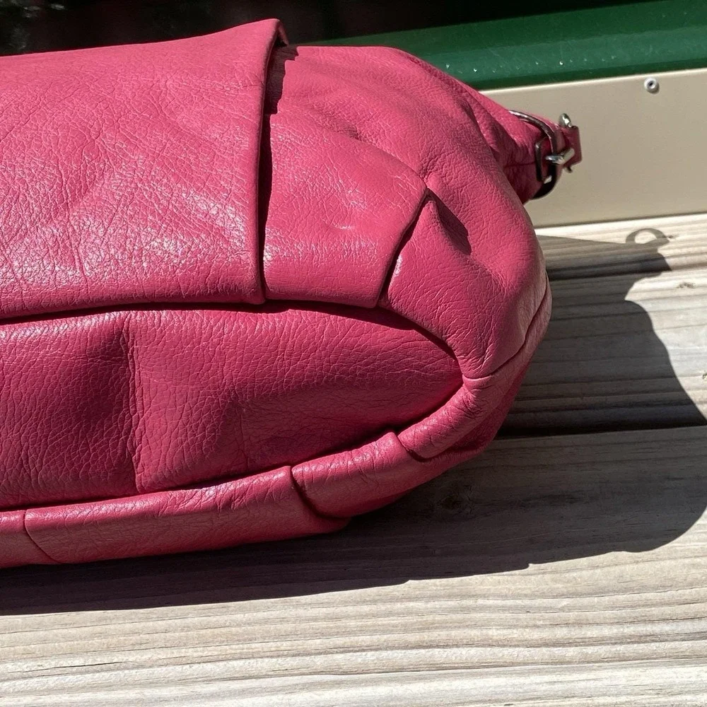 Coach Madison Lindsey Satchel 18641 Pink Ruby Leather Shoulder Bag